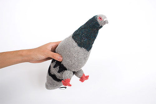 hand-knit pigeon various projects