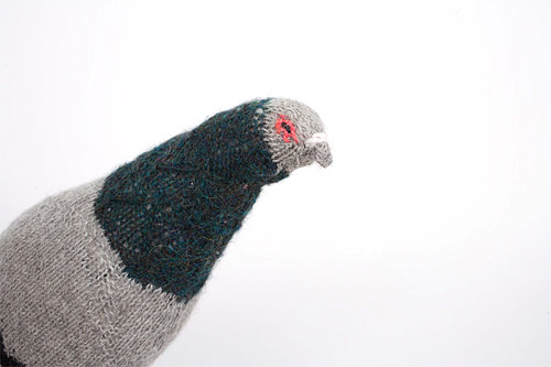 hand-knit pigeon various projects