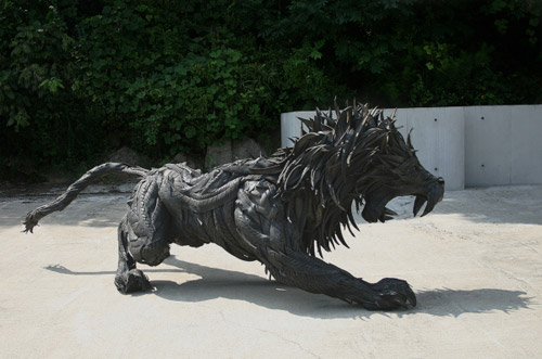 Recycled tire sculptures by korean artist sculptor Yong Ho Ji