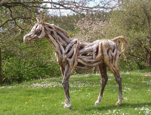 Driftwood sculptures by artist Heather Jansch
