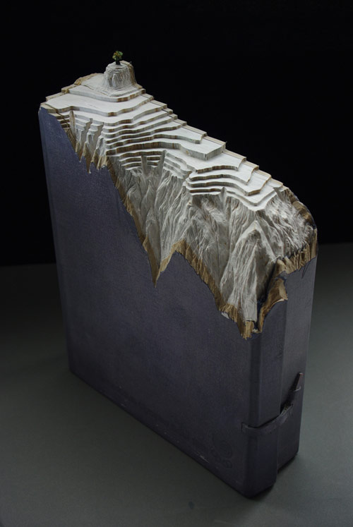 Book sculptures by artist Guy Laramee