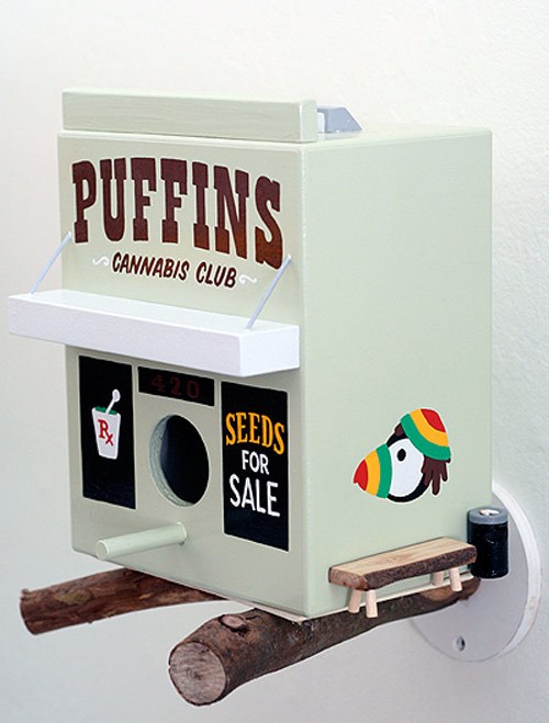 Birdhouses by artist Jeff Canham