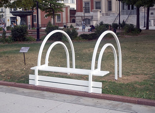artist Jeppe Hein modified social park benches