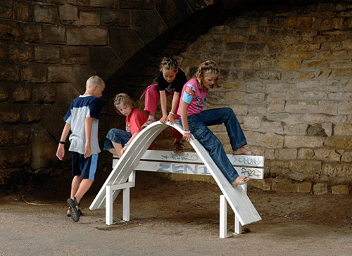 artist Jeppe Hein modified social park benches