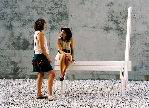 artist Jeppe Hein modified social park benches