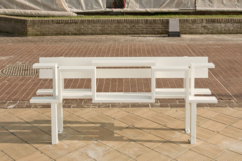 artist Jeppe Hein modified social park benches