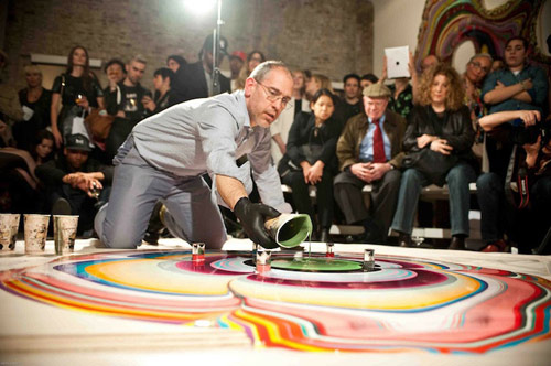 Pour paintings by artist Holton Rower