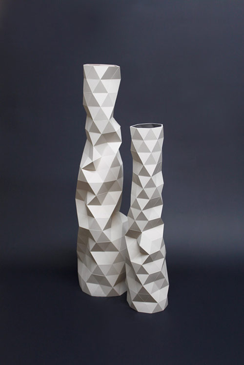 Faceture vases and lightshades by designer Phil Cuttance