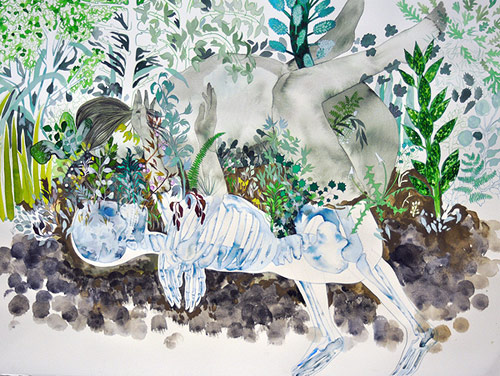 Mixed media drawings by artist Megan Diddie