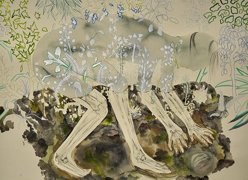 Mixed media drawings by artist Megan Diddie