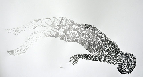 Mixed media drawings by artist Megan Diddie