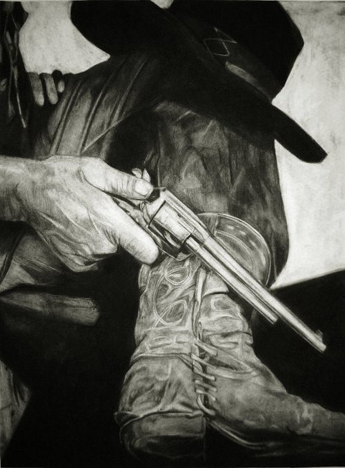 Charcoal drawings by artist Kelly Blevins