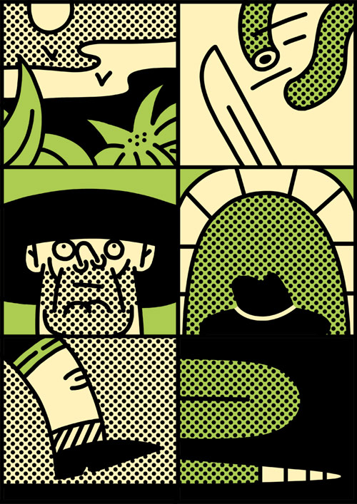 Comic drawings by artist Simon Landrein