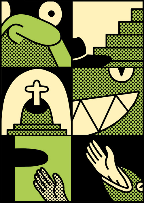 Comic drawings by artist Simon Landrein