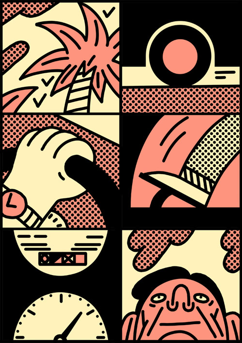 Comic drawings by artist Simon Landrein