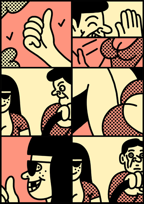 Comic drawings by artist Simon Landrein