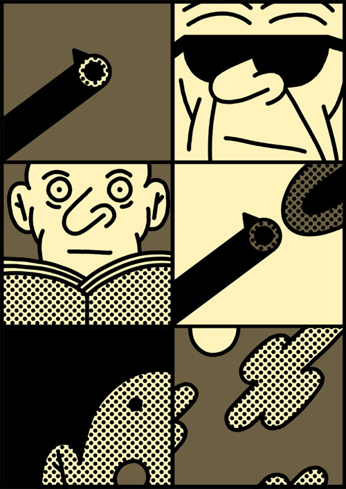 Comic drawings by artist Simon Landrein