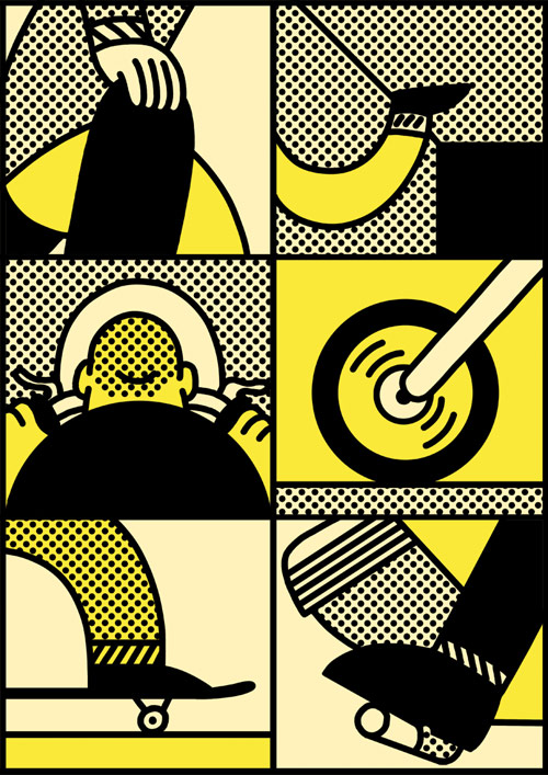 Comic drawings by artist Simon Landrein