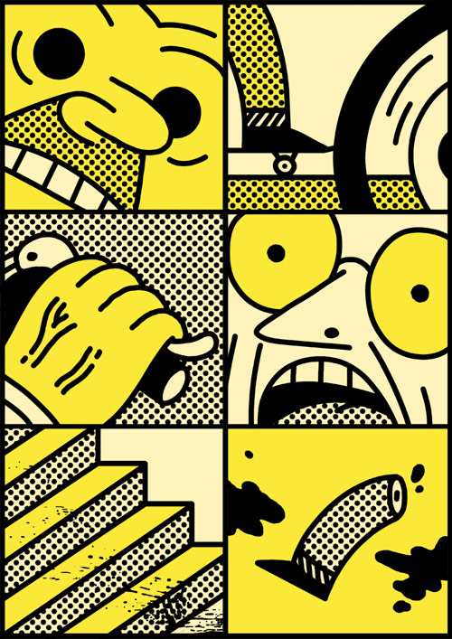 Comic drawings by artist Simon Landrein