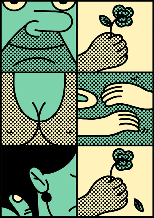 Comic drawings by artist Simon Landrein