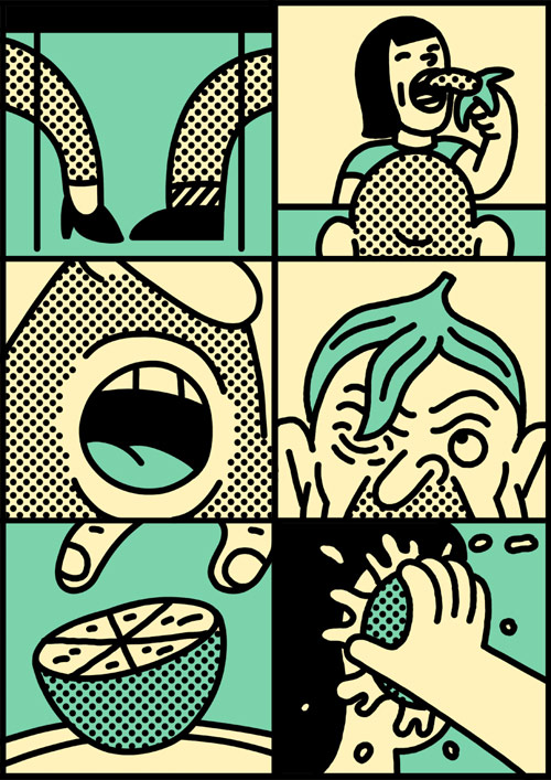 Comic drawings by artist Simon Landrein