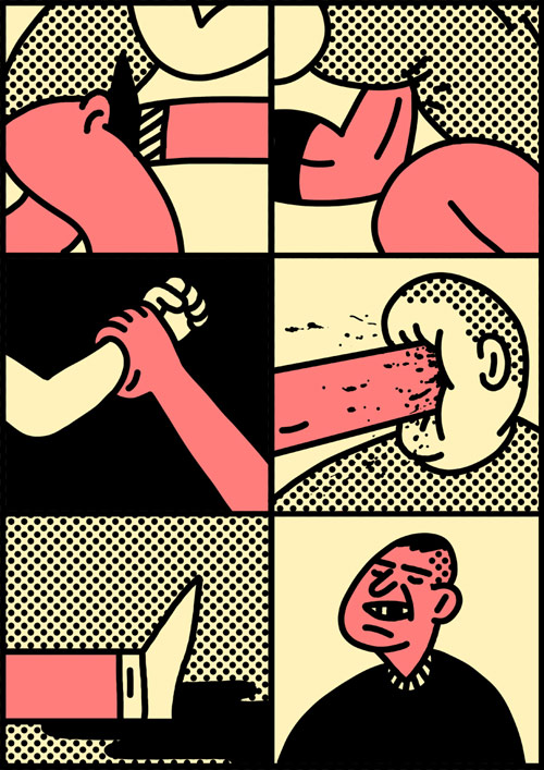 Comic drawings by artist Simon Landrein