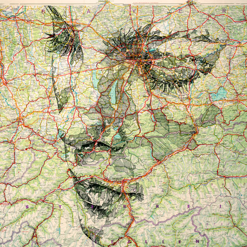 Map portraits drawings by artist Ed Fairburn