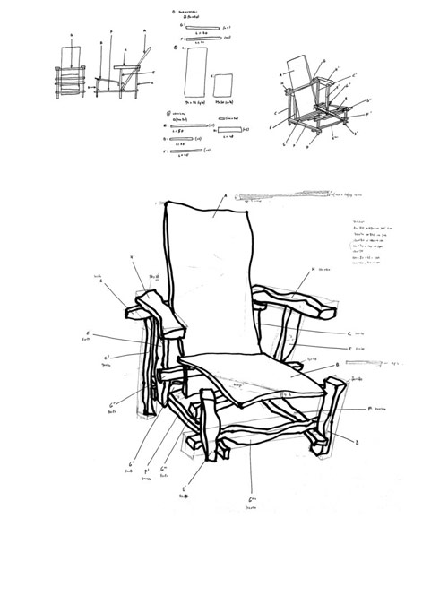 Left-handed Rietveld Chair by artist Julien Berthier