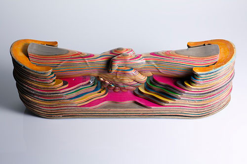 stacked skateboard sculptures by haroshi