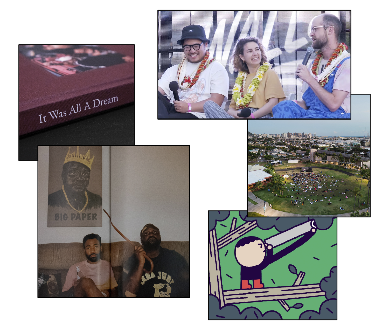 Collage of outdoor and creative project imagery